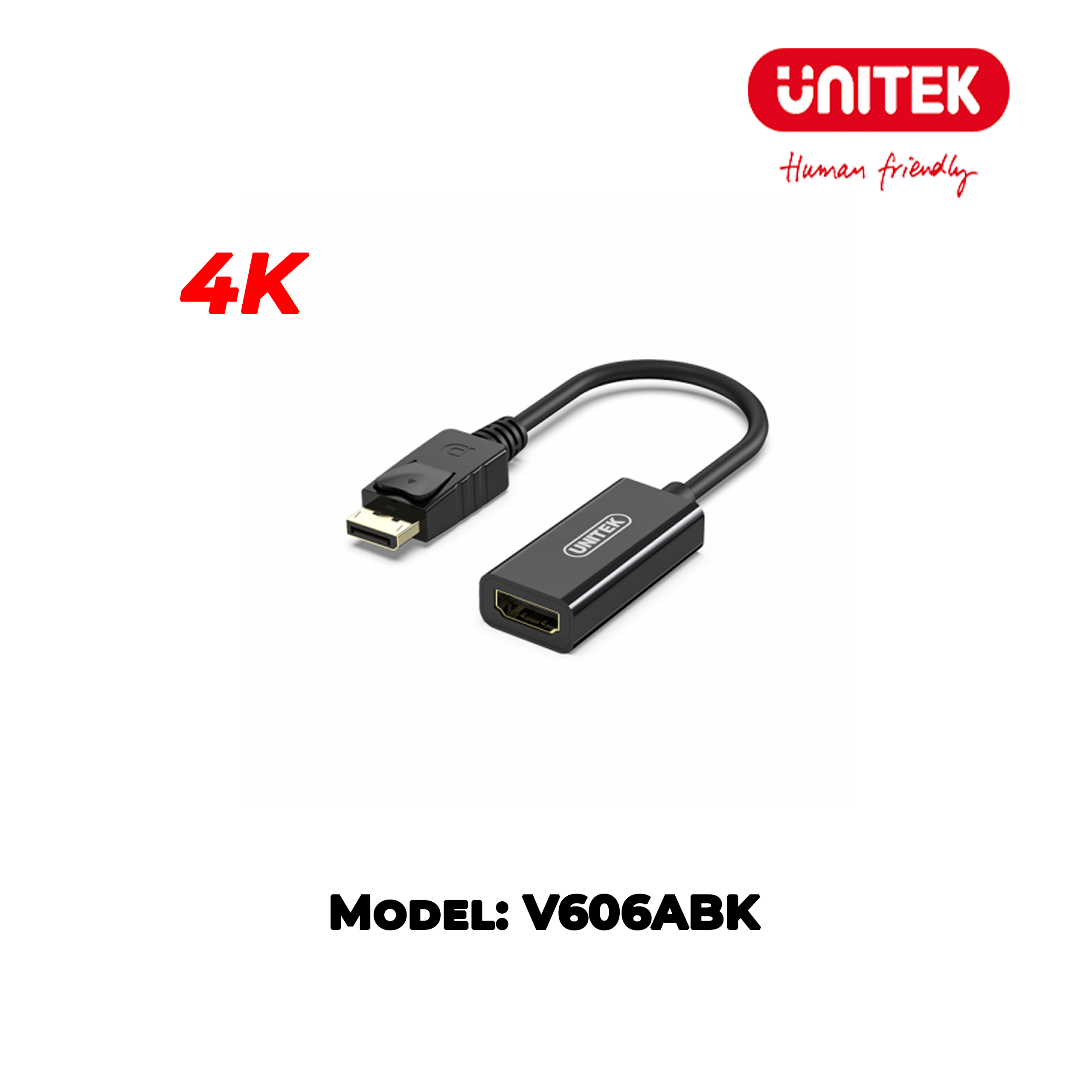 Cáp chuyển đổi DP -> HDMI 4K@30Hz UNITEK V606ABK
