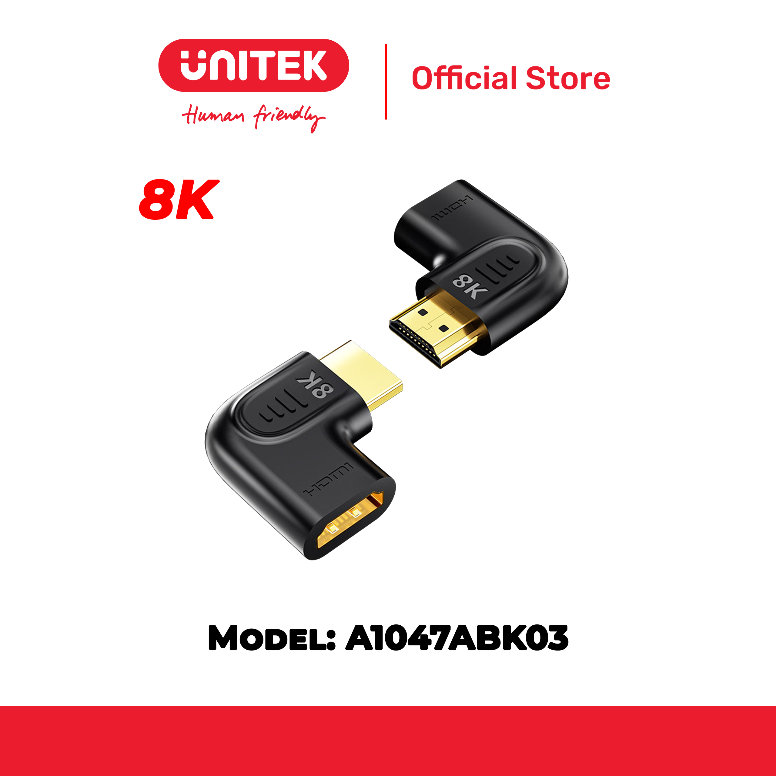 Đầu chuyển đổi HDMI 8K@60Hz đổi góc UNITEK A1047ABK03