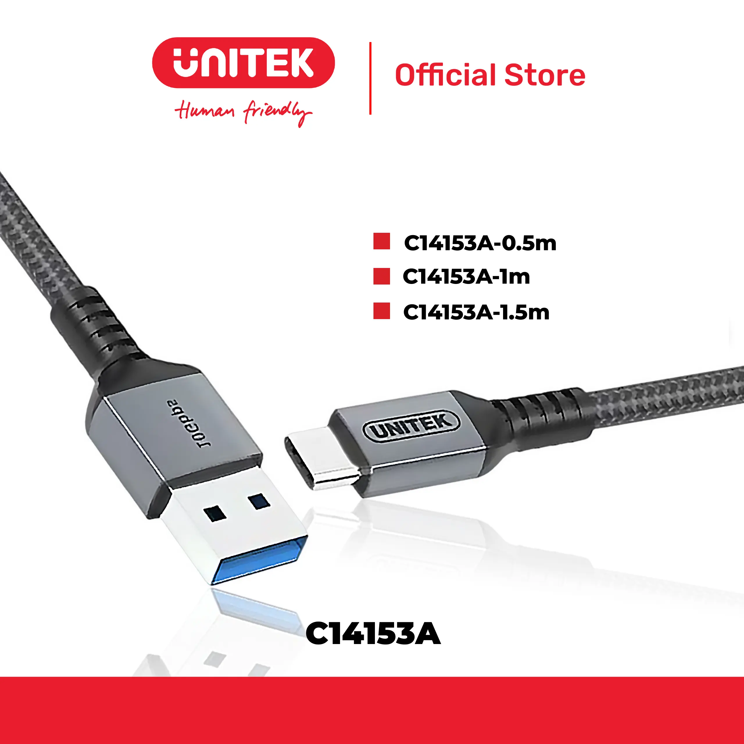 Cáp USB -> Type-C dài đến 1.5M UNITEK C14153A
