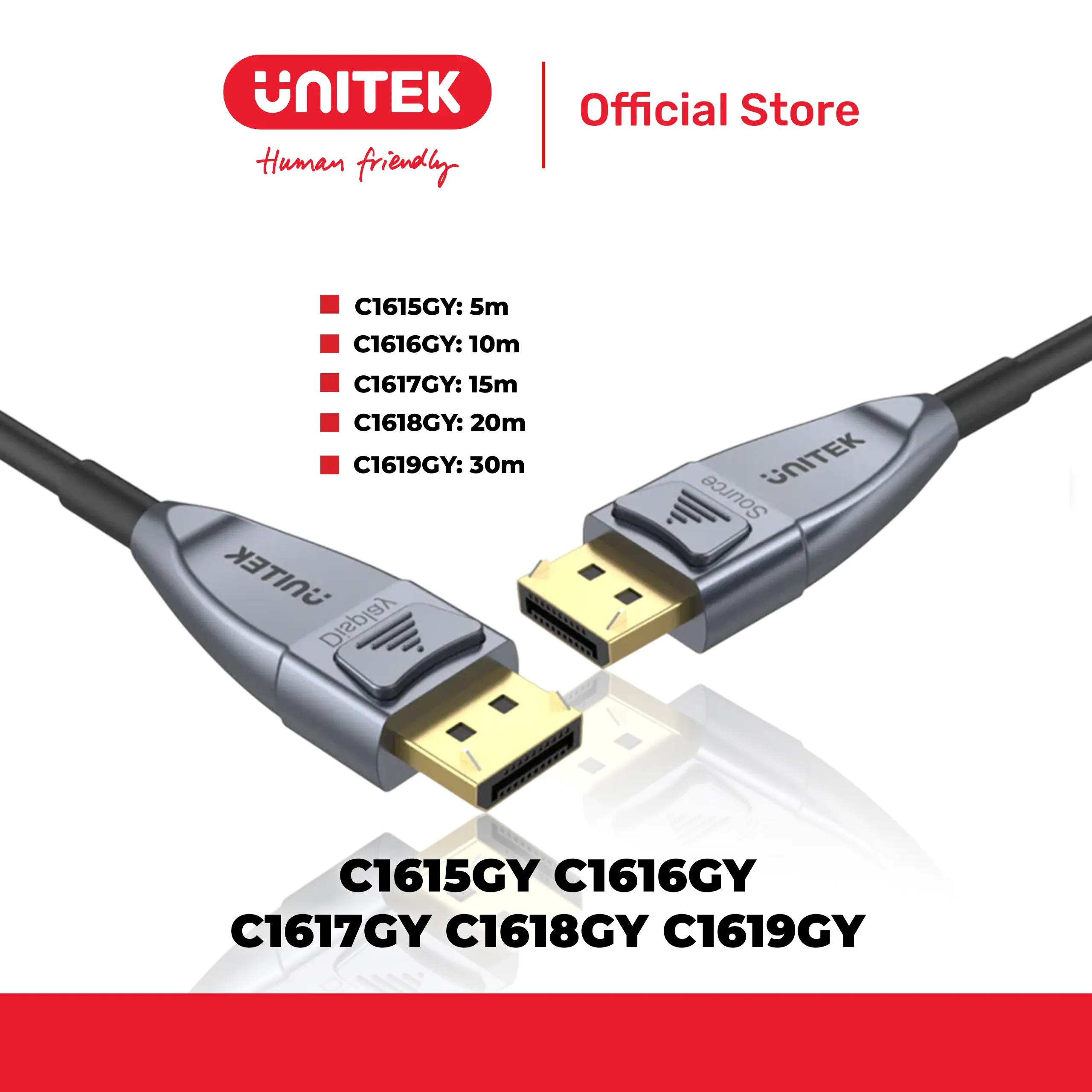 Cáp DisplayPort 1.4 sợi quang 8K@60Hz dài đến 30m UNITEK C1615GY