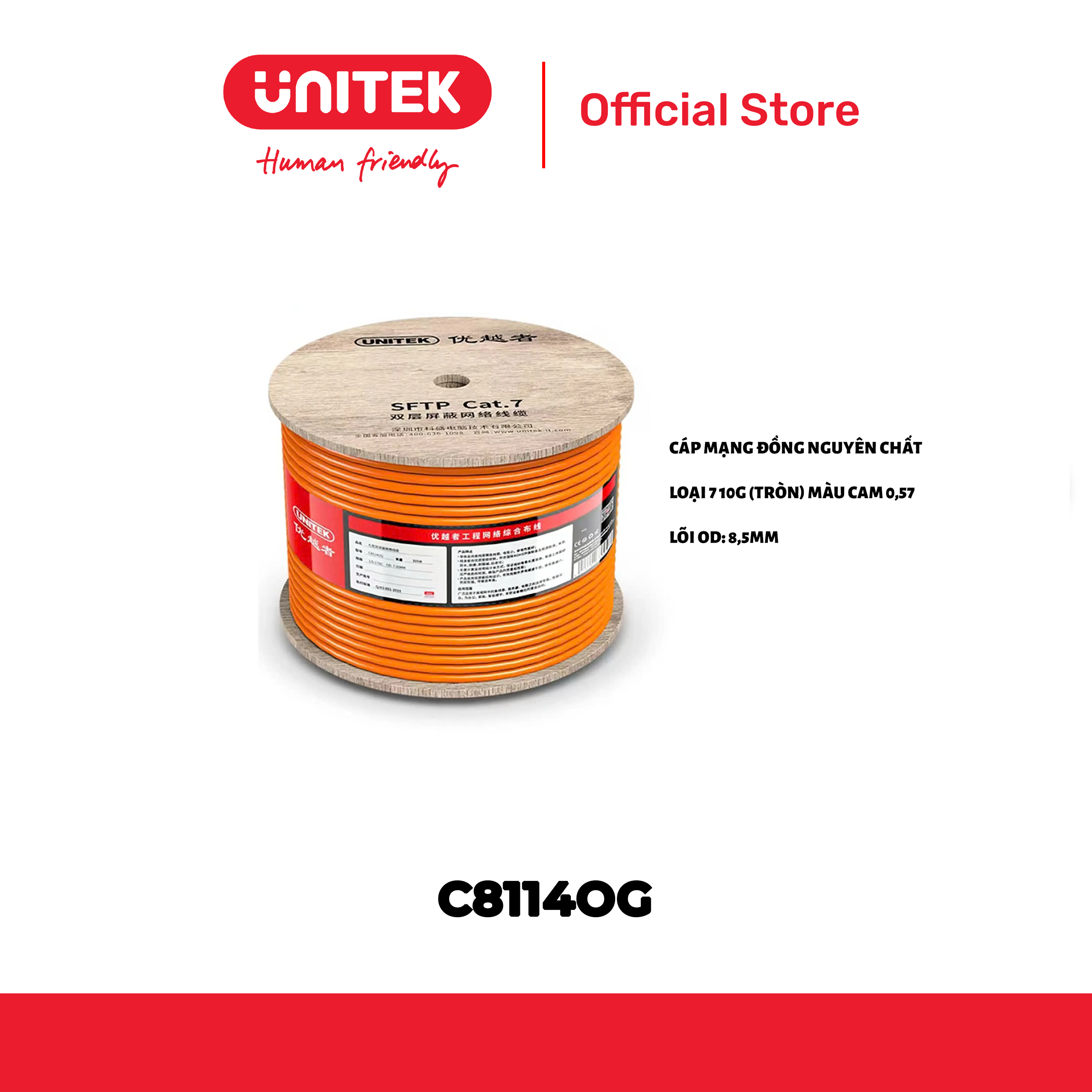 Cáp mạng cuộn 305M UNITEK C8114OG Hover