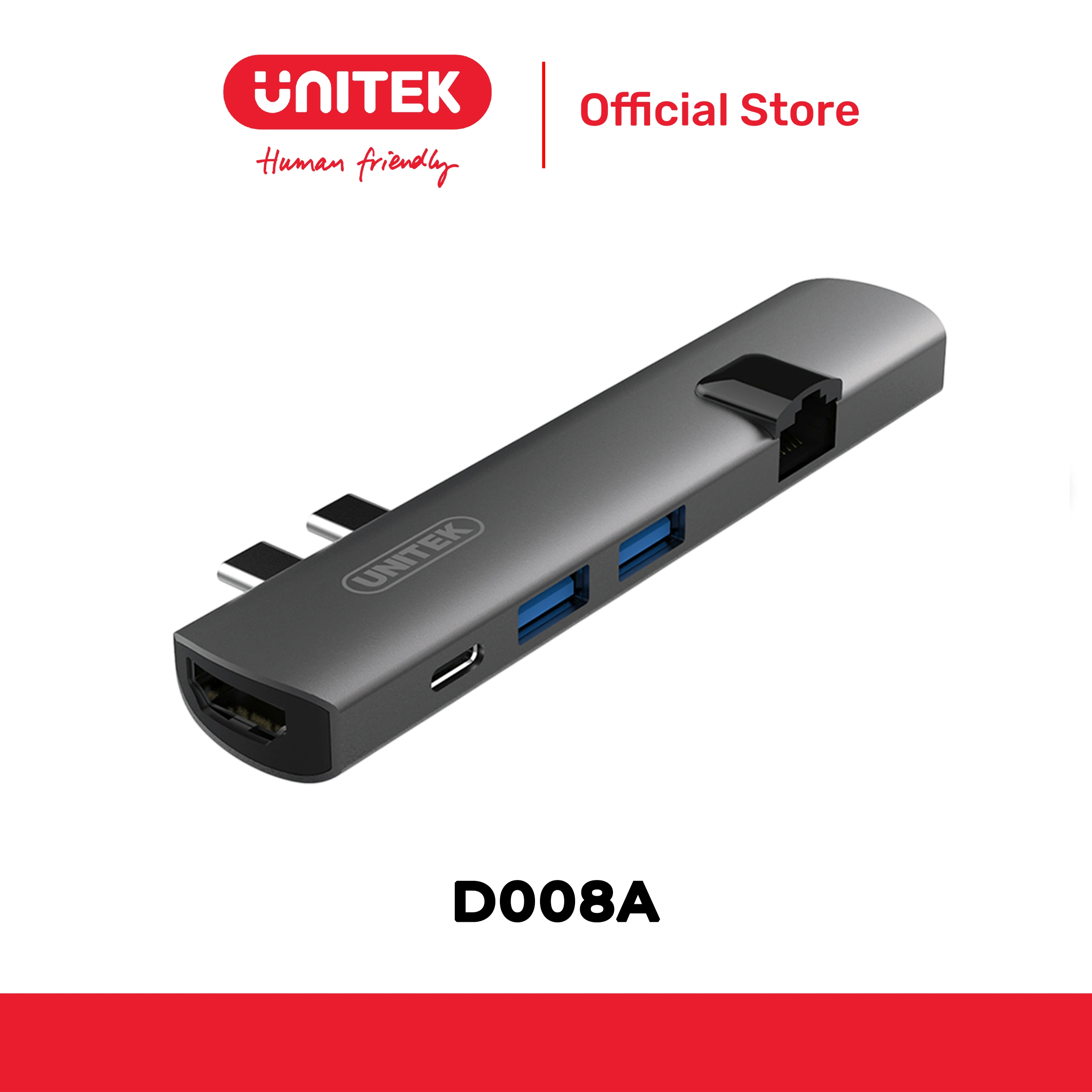 Hub chia Type-C -> USB 3.0 + HDMI + LAN UNITEK D008A