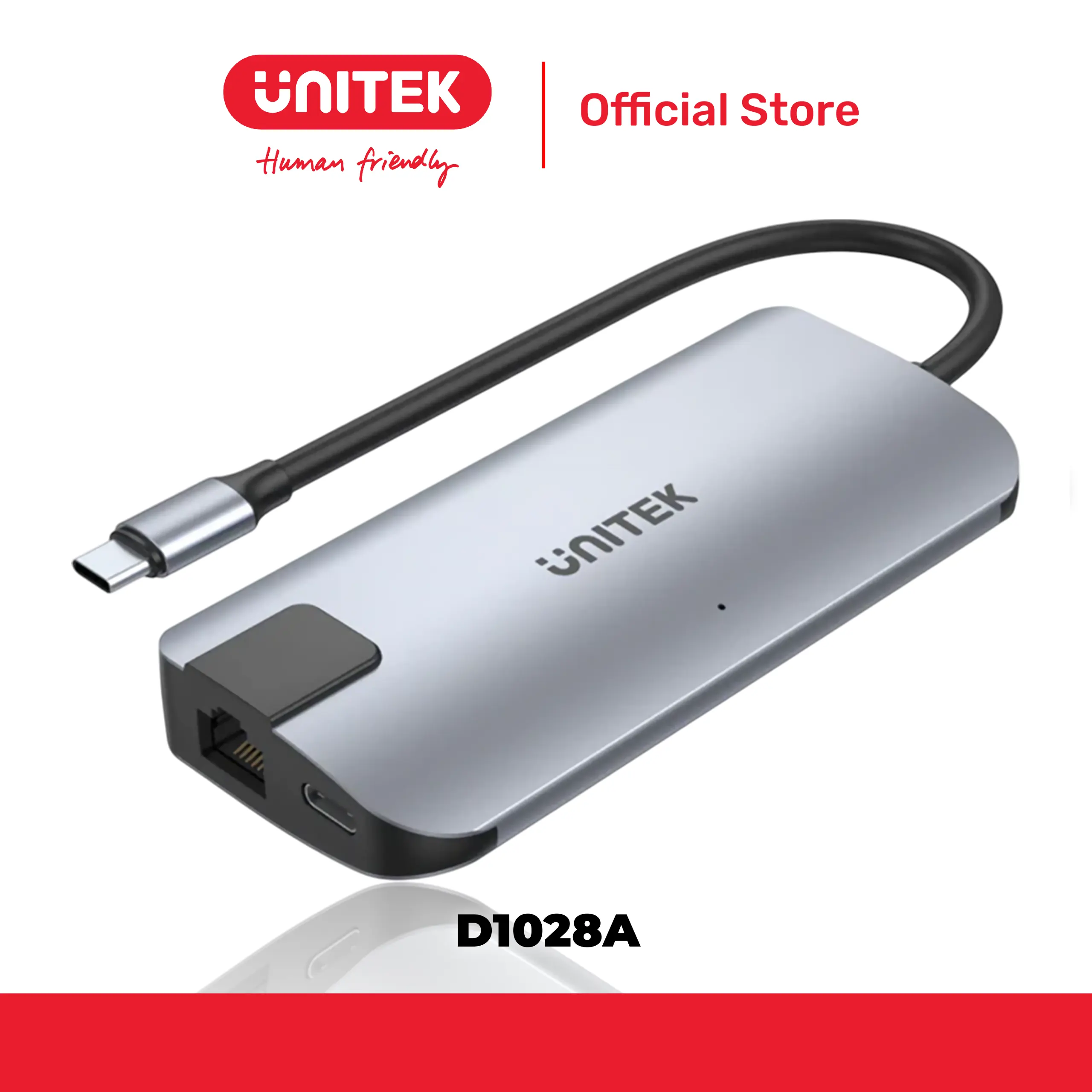 Bộ chuyển đổi 5 cổng Type-C -> USB 3.0 + HDMI 4K@60Hz + LAN + PD 100W UNITEK D1028A