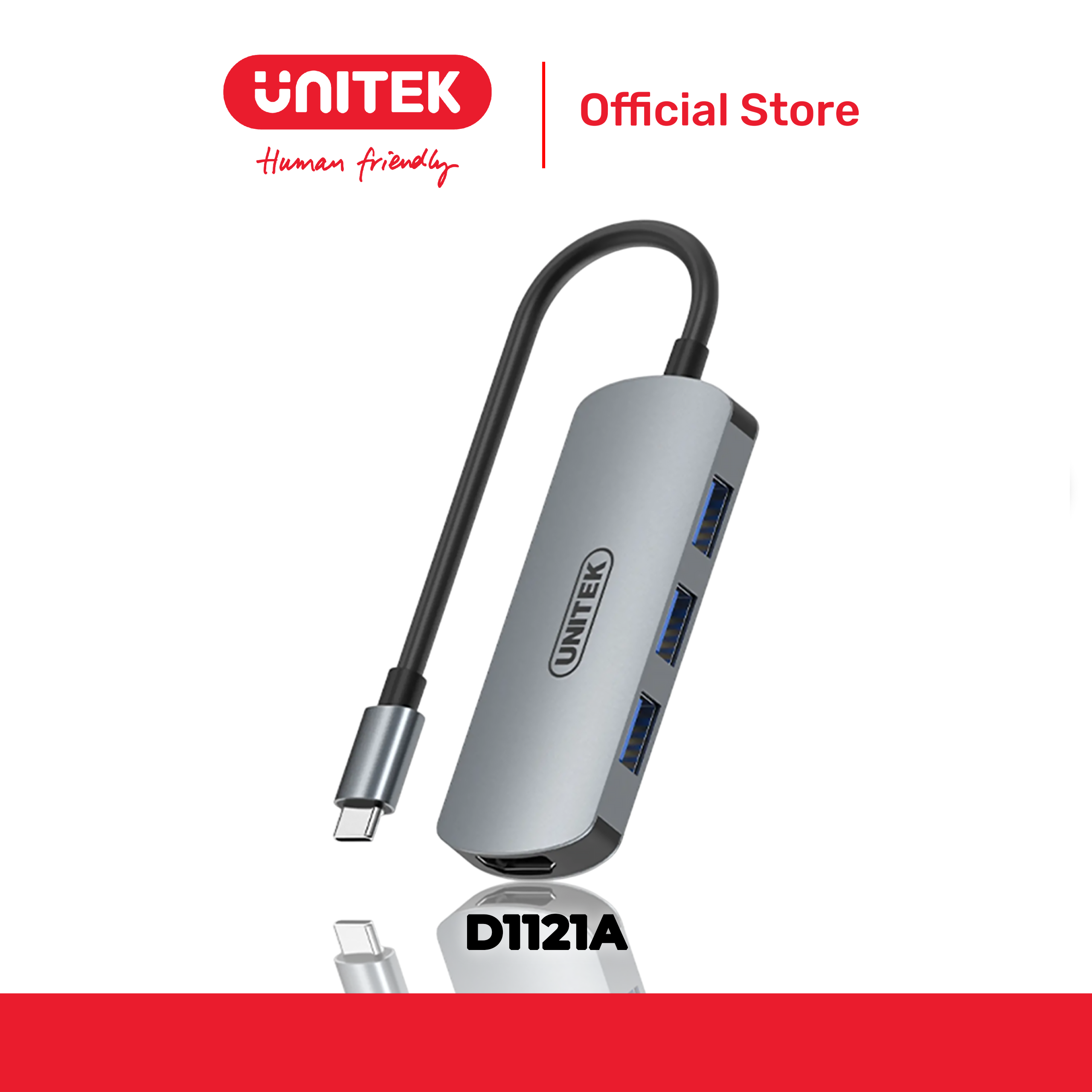 Bộ chuyển đổi 5 cổng Type-C -> USB 3.0 + HDMI 4K@30Hz + PD100W UNITEK D1121A