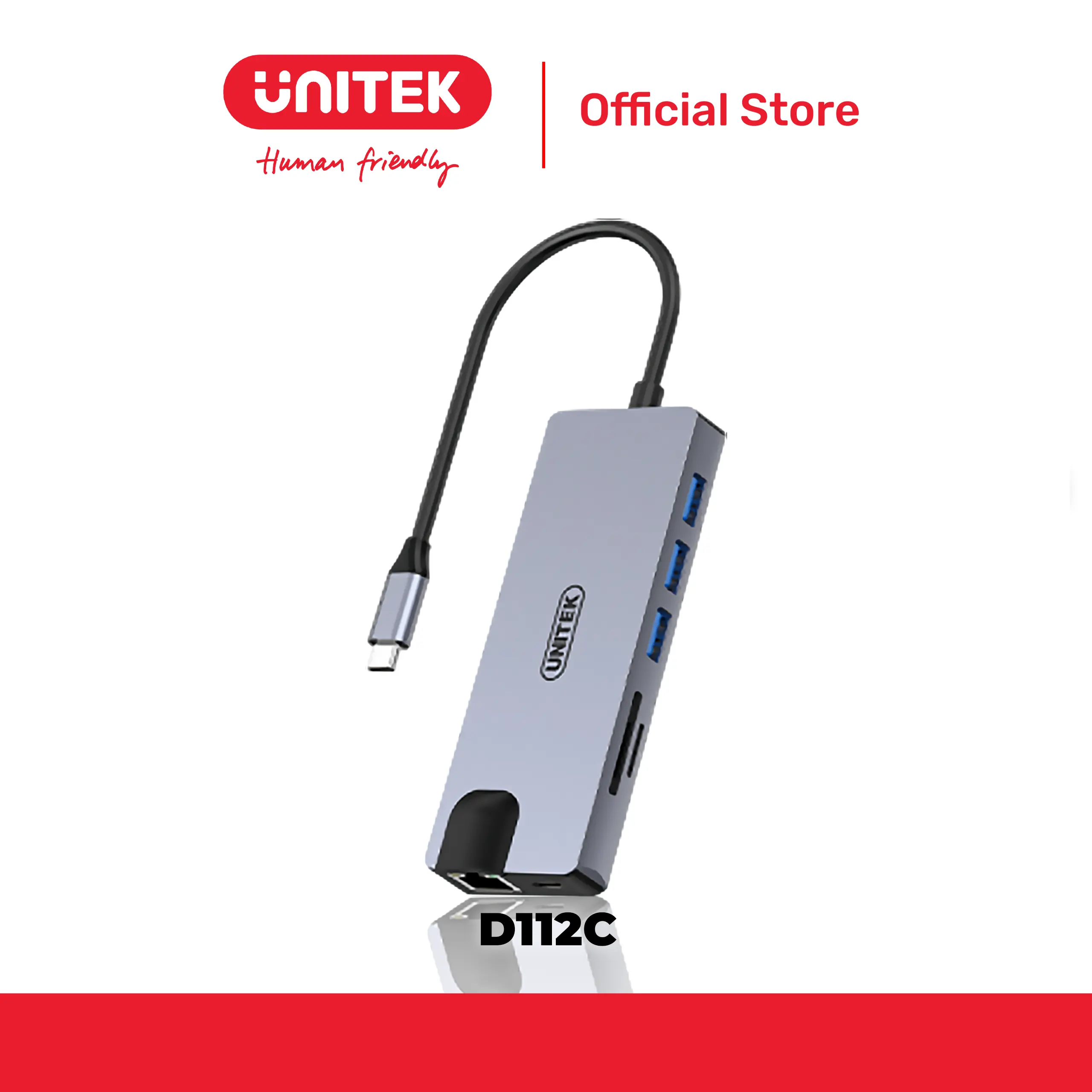 Bộ chuyển đổi 10 cổng Type-C -> USB + HDMI 4K@30Hz/VGA 1080p@60Hz + LAN  + Audio + CardReader UNITEK D112C