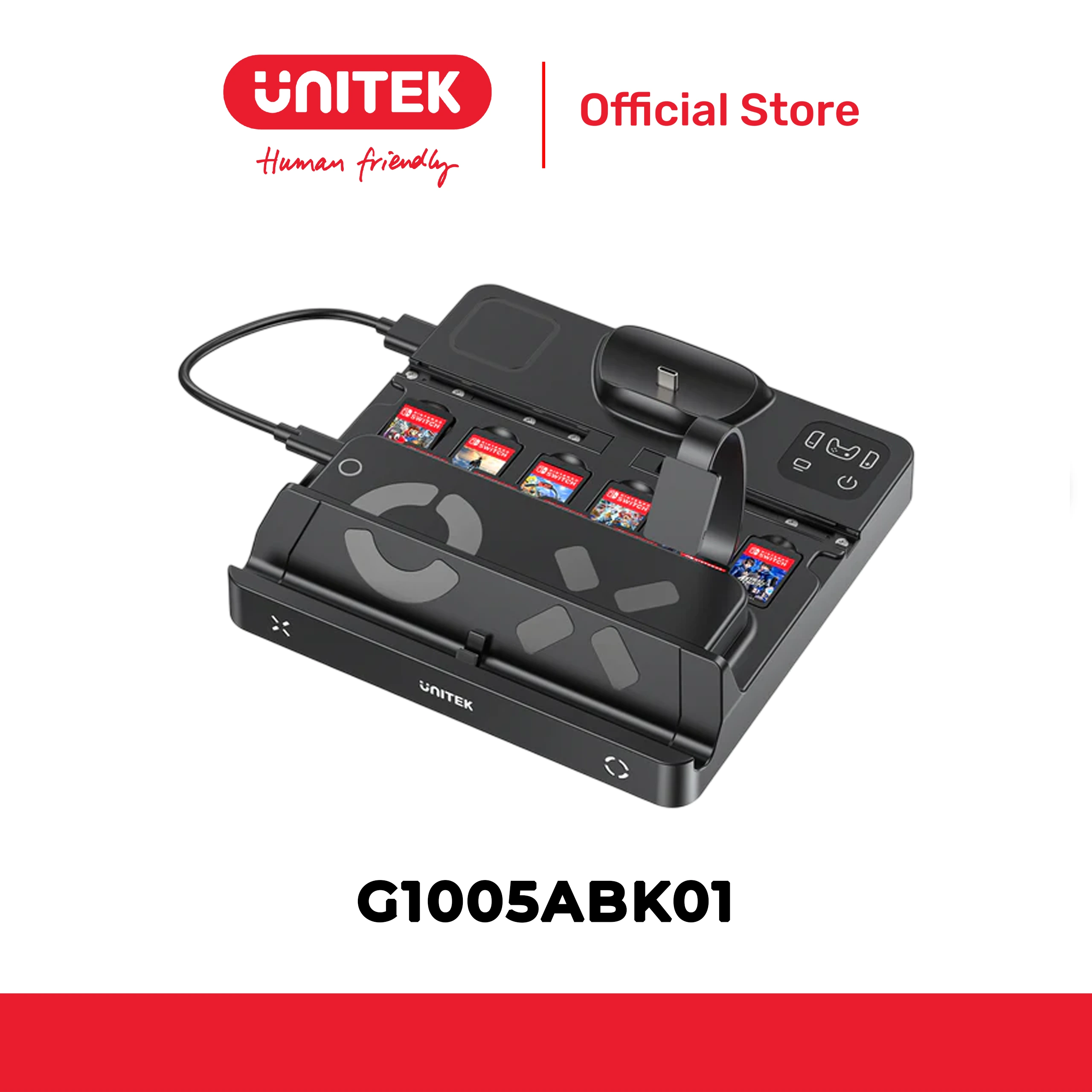 Trạm sạc Switch có đầu đọc thẻ game UNITEK G1005ABK01