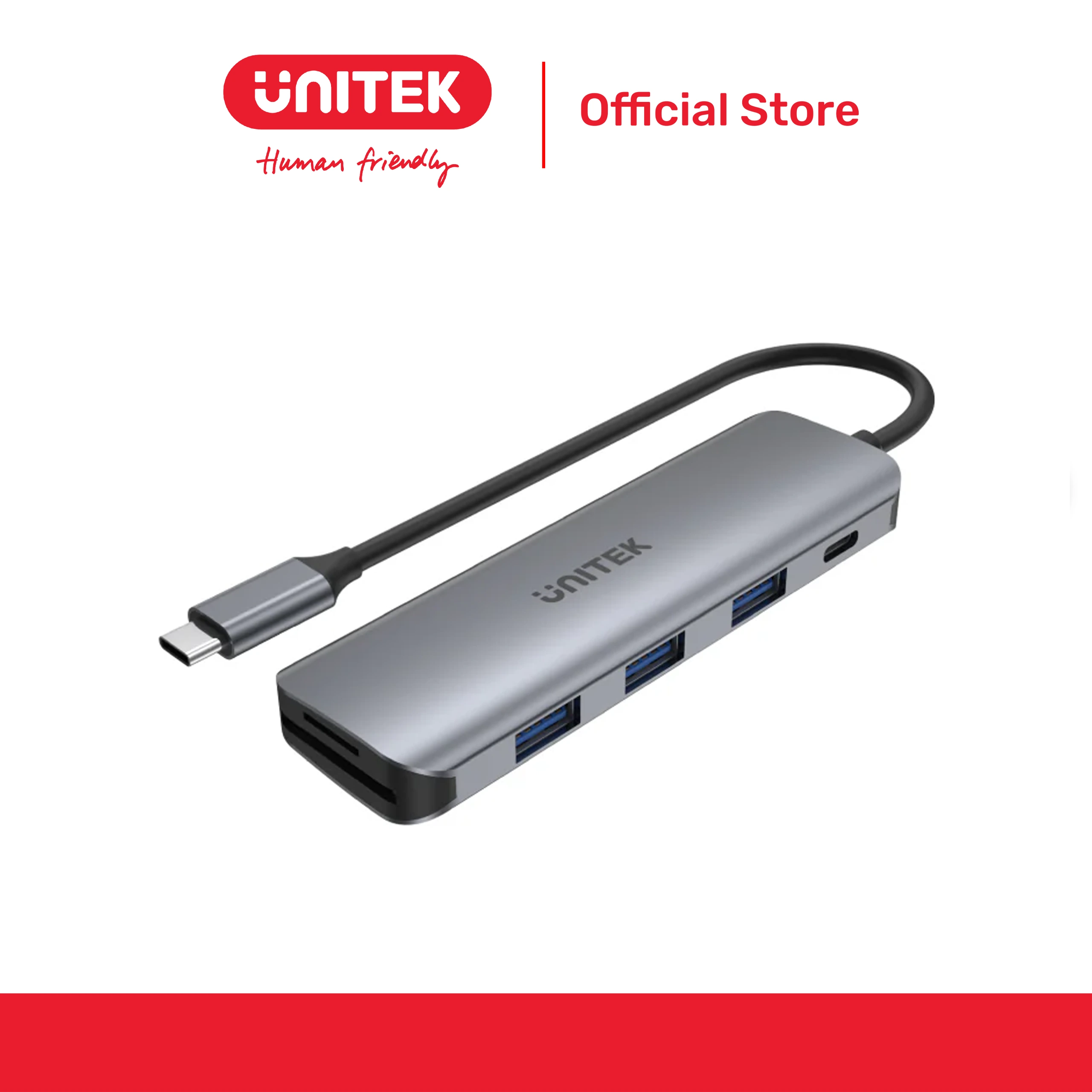 Hub chia 3 trong 1 Type-C -> USB3.0 + TF/SD + PD 100W UNITEK H1107C
