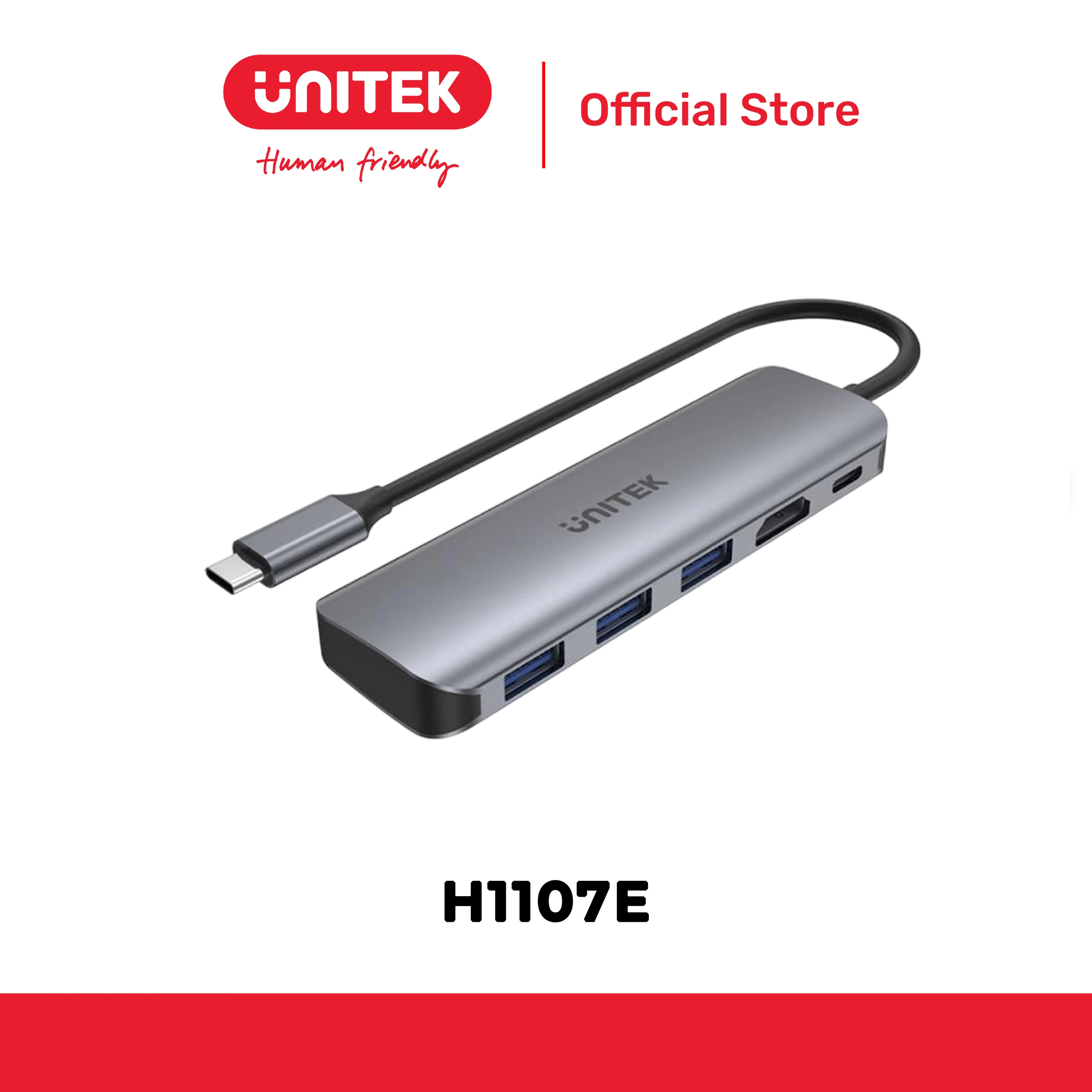 Hub chia 3 trong 1 Type-C -> USB3.0 + HDMI + PD 100W UNITEK H1107E