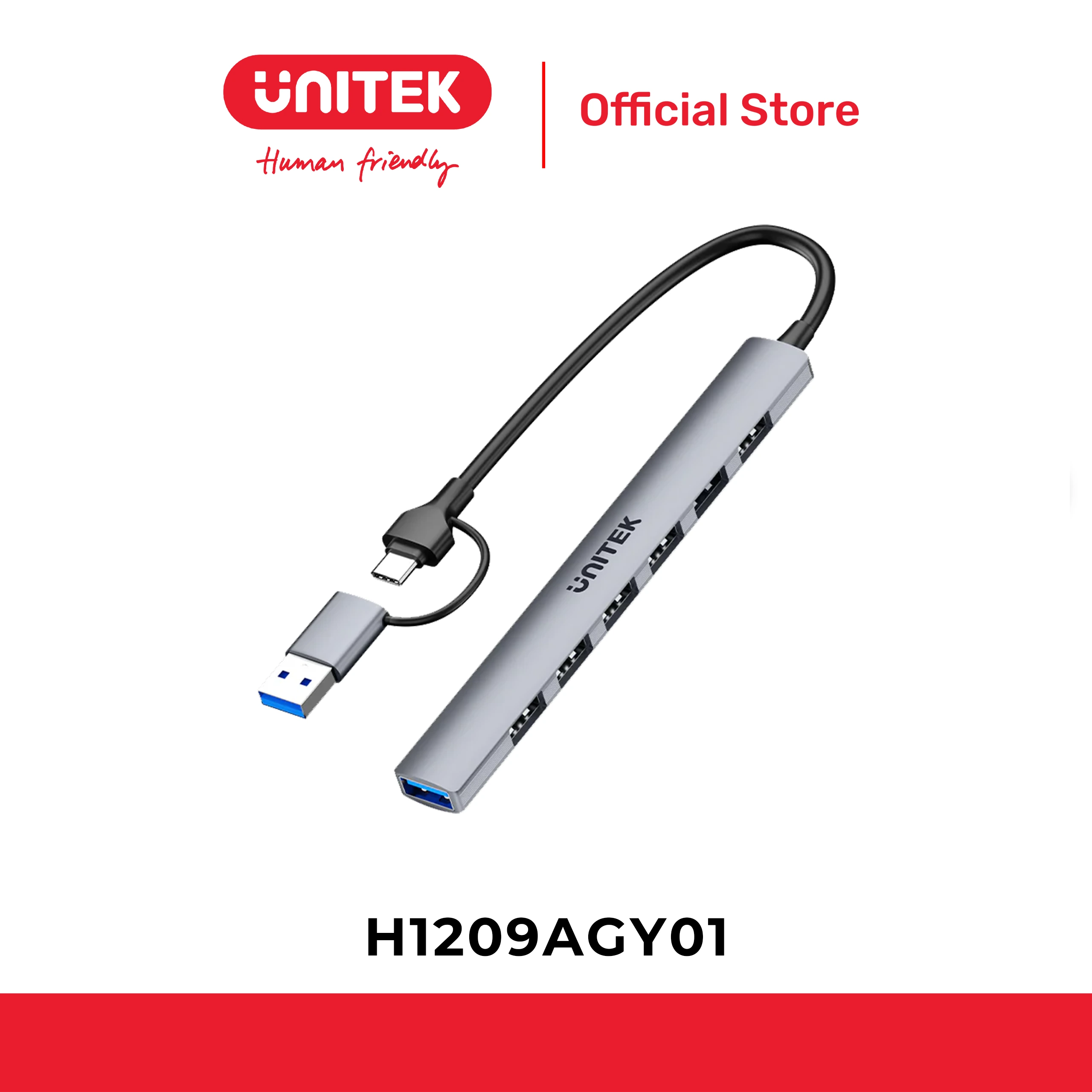 Hub chia 7 cổng USB/Type-C -> USB 3.0 UNITEK H1209AGY01
