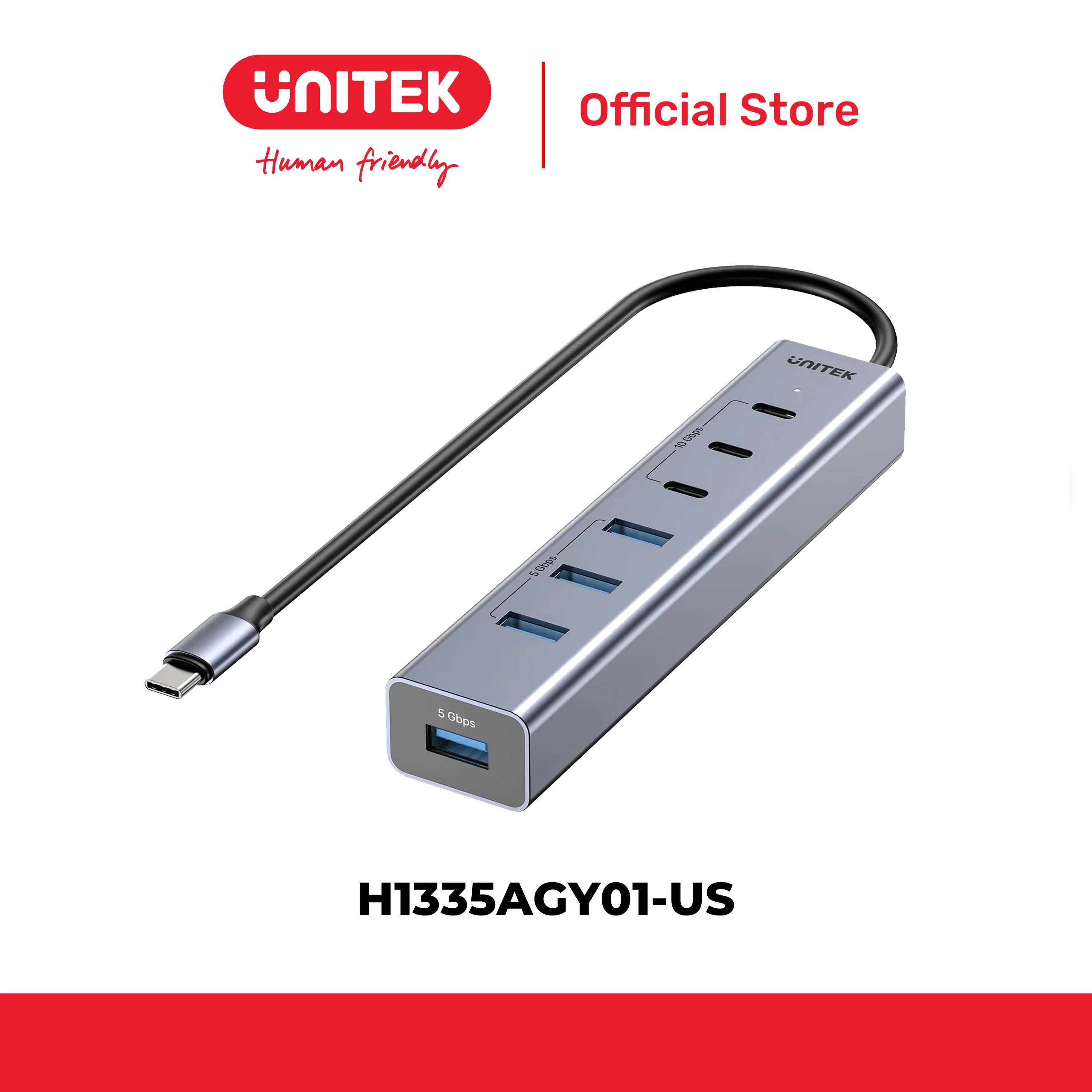 Hub Type-C -> 4 USB 3.0 5Gbps + 3 Type-C 10Gbps 10W UNITEK H1335AGY01-US