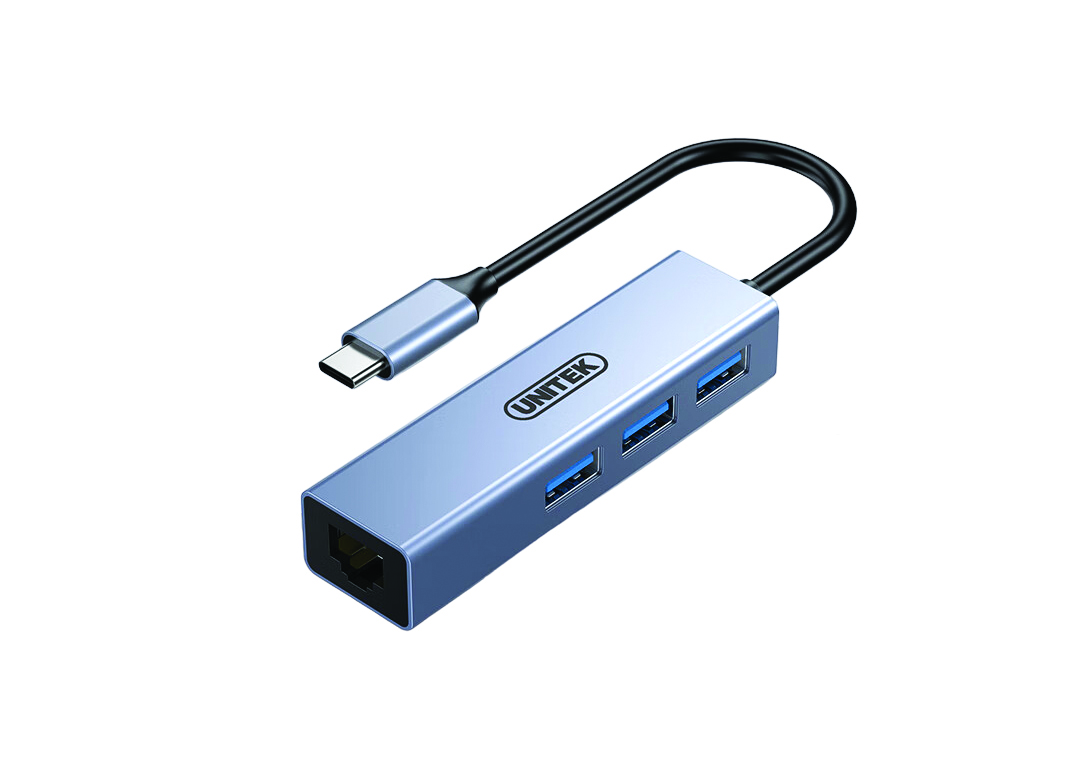 Hub chia 2 trong 1 Type-C -> USB + LAN UNITEK H312C