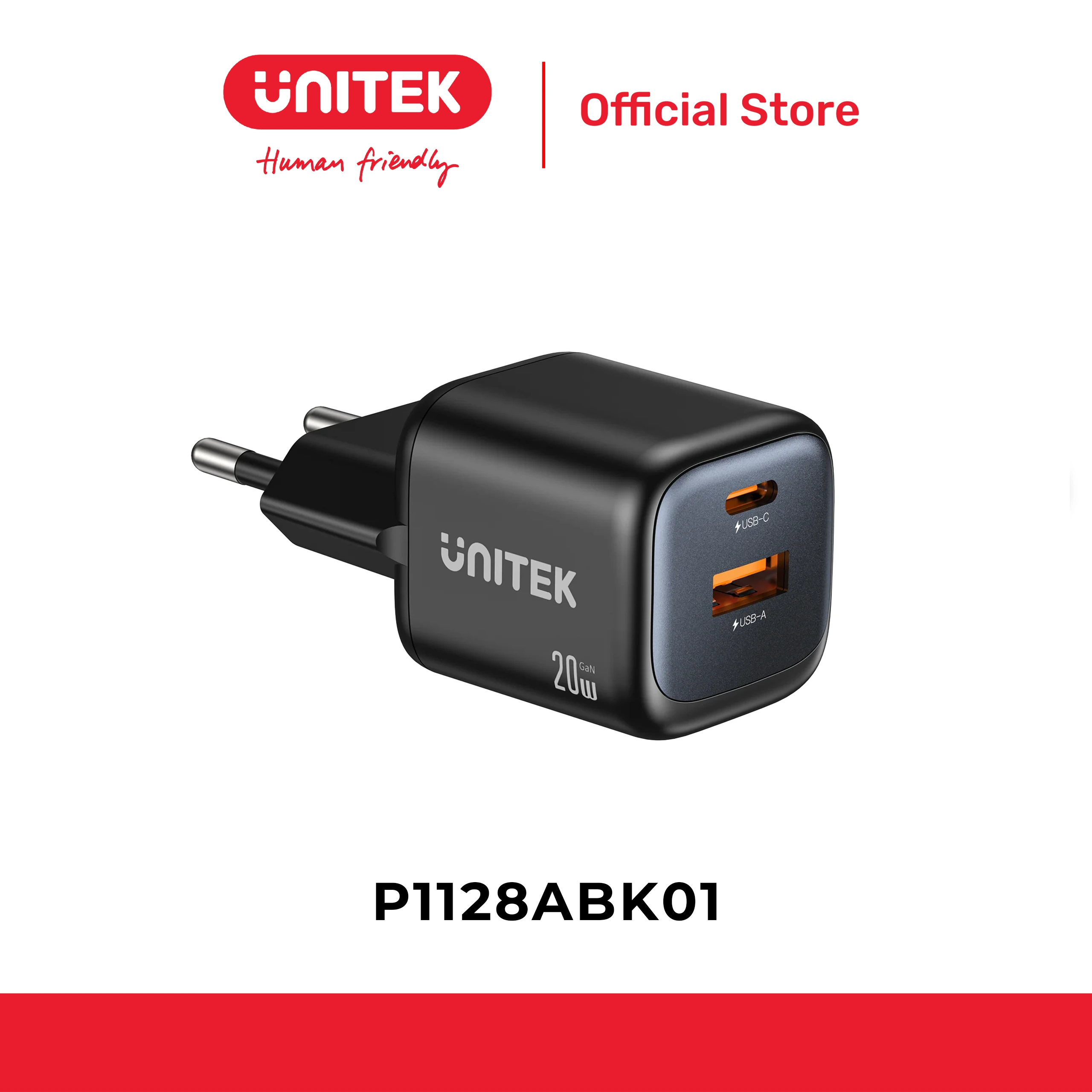 Củ Sạc Nhanh GaN Zeno 20W 2 Cổng UNITEK P1128ABK01-EU