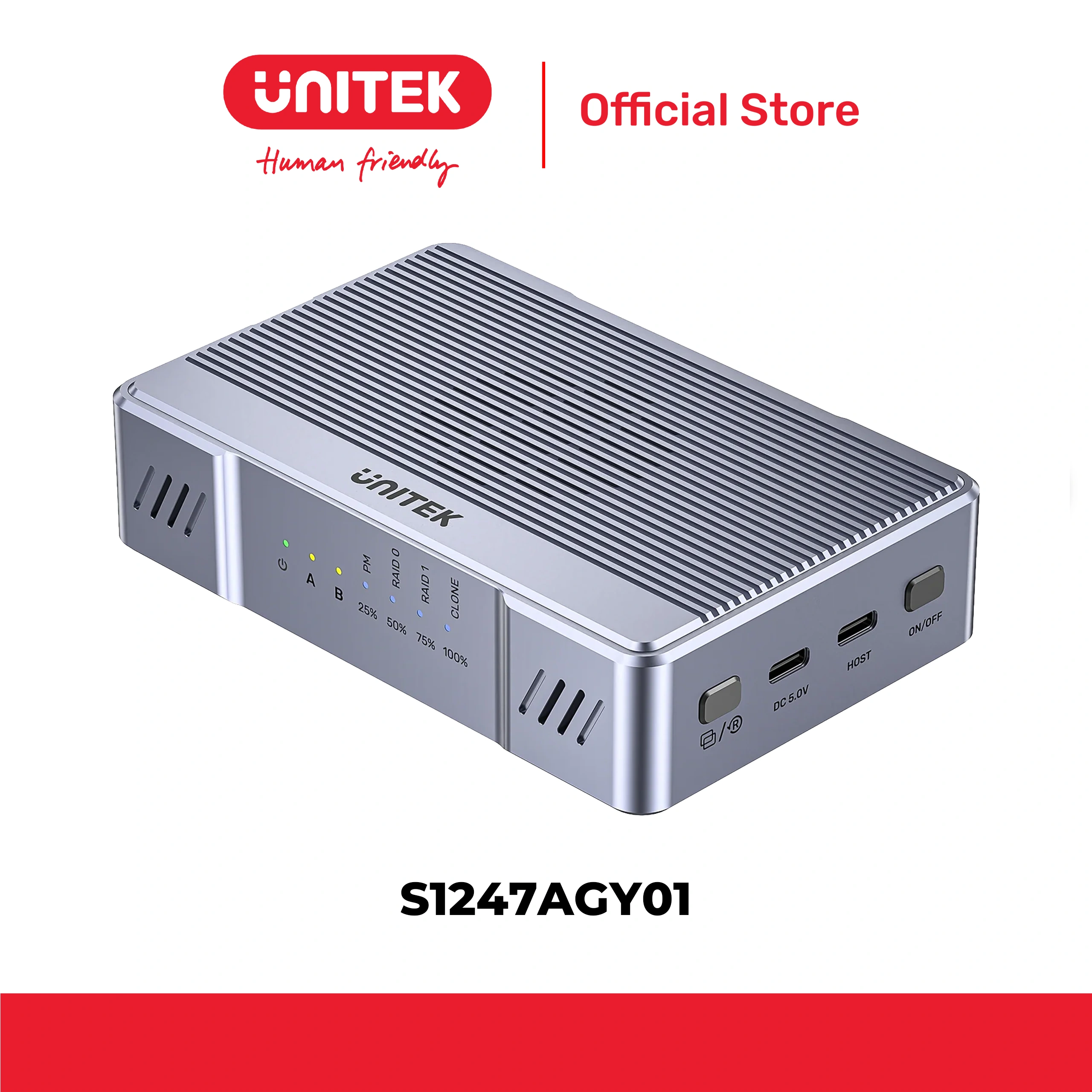 Hộp ổ cứng SSD M.2 Gen3x2 2 khe RAID 20Gbps UNITEK S1247AGY01