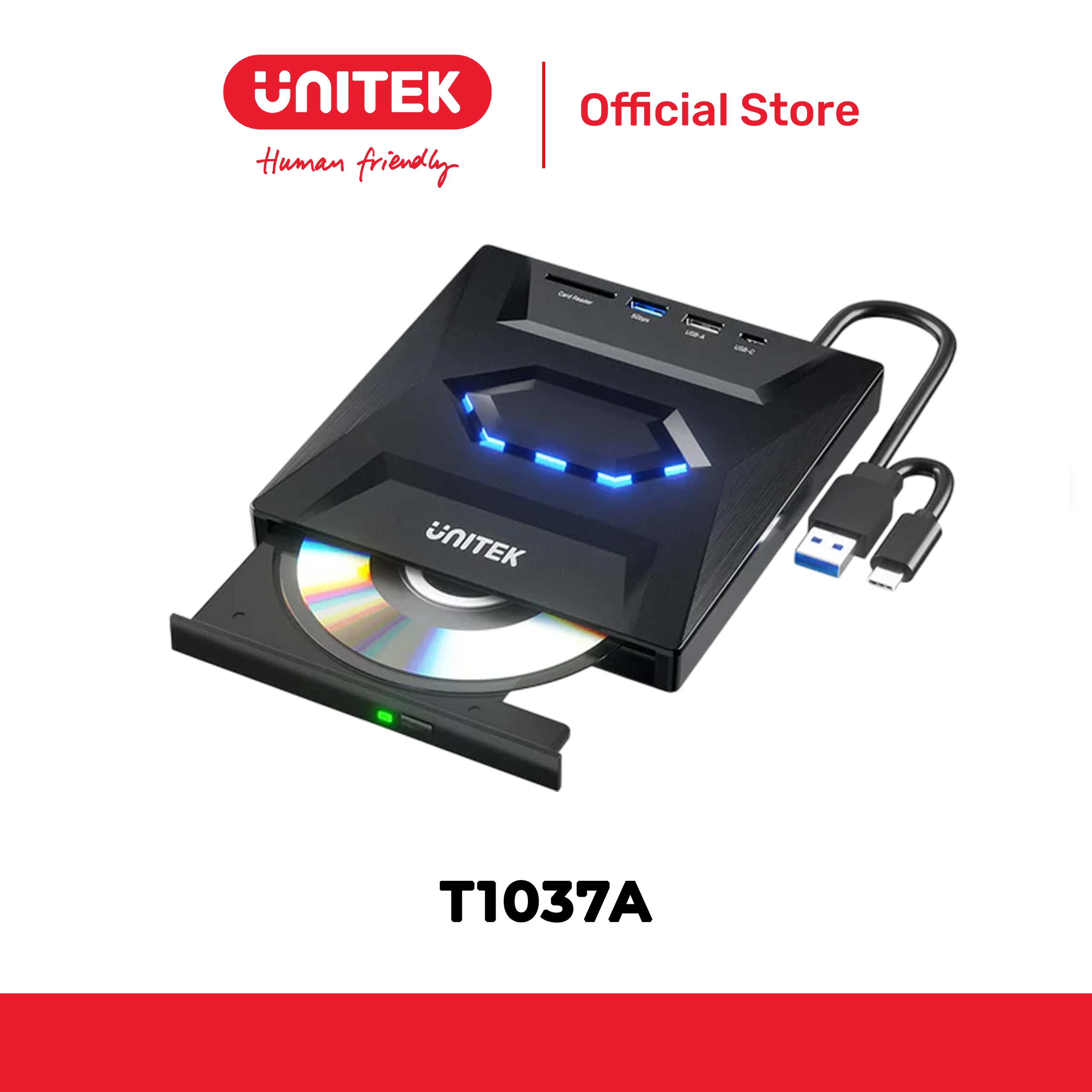 Ổ đĩa quang ngoài 5 trong 1 có Hub USB UNITEK T1037A