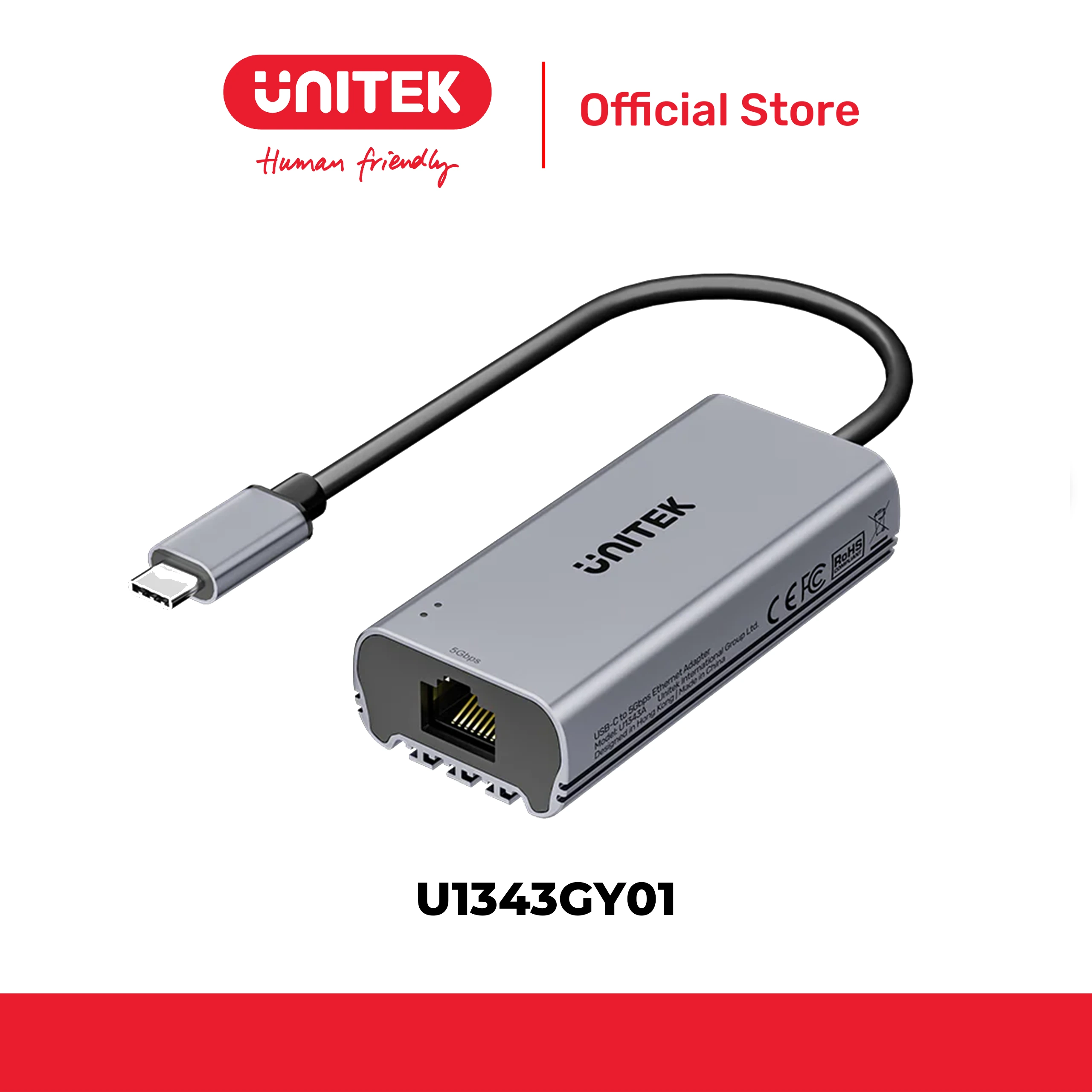 Cáp chuyển USB-C → Ethernet 5 Gbps UNITEK U1343AGY01