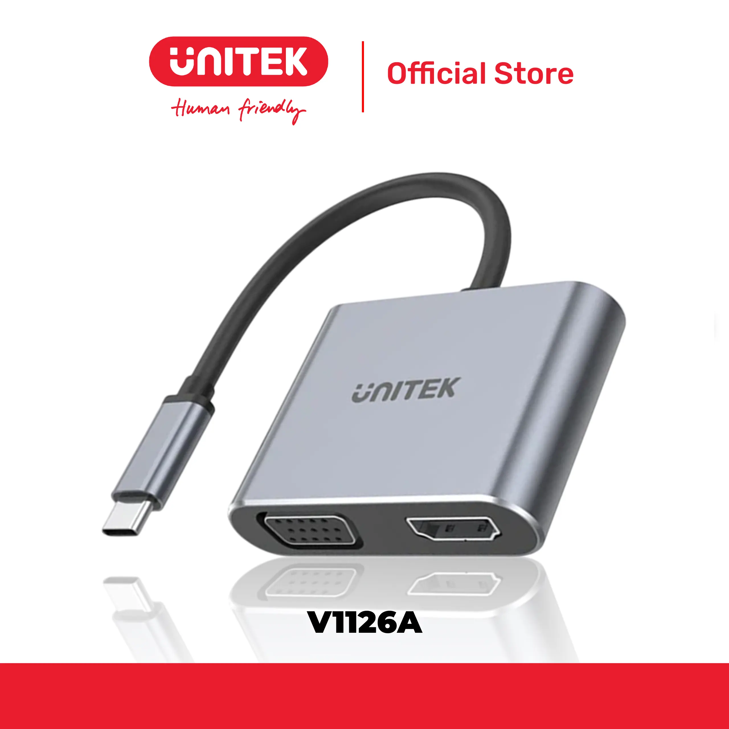 Bộ chuyển đổi 2 cổng Type-C -> VGA + HDMI 2.0 4K@60Hz UNITEK V1126A