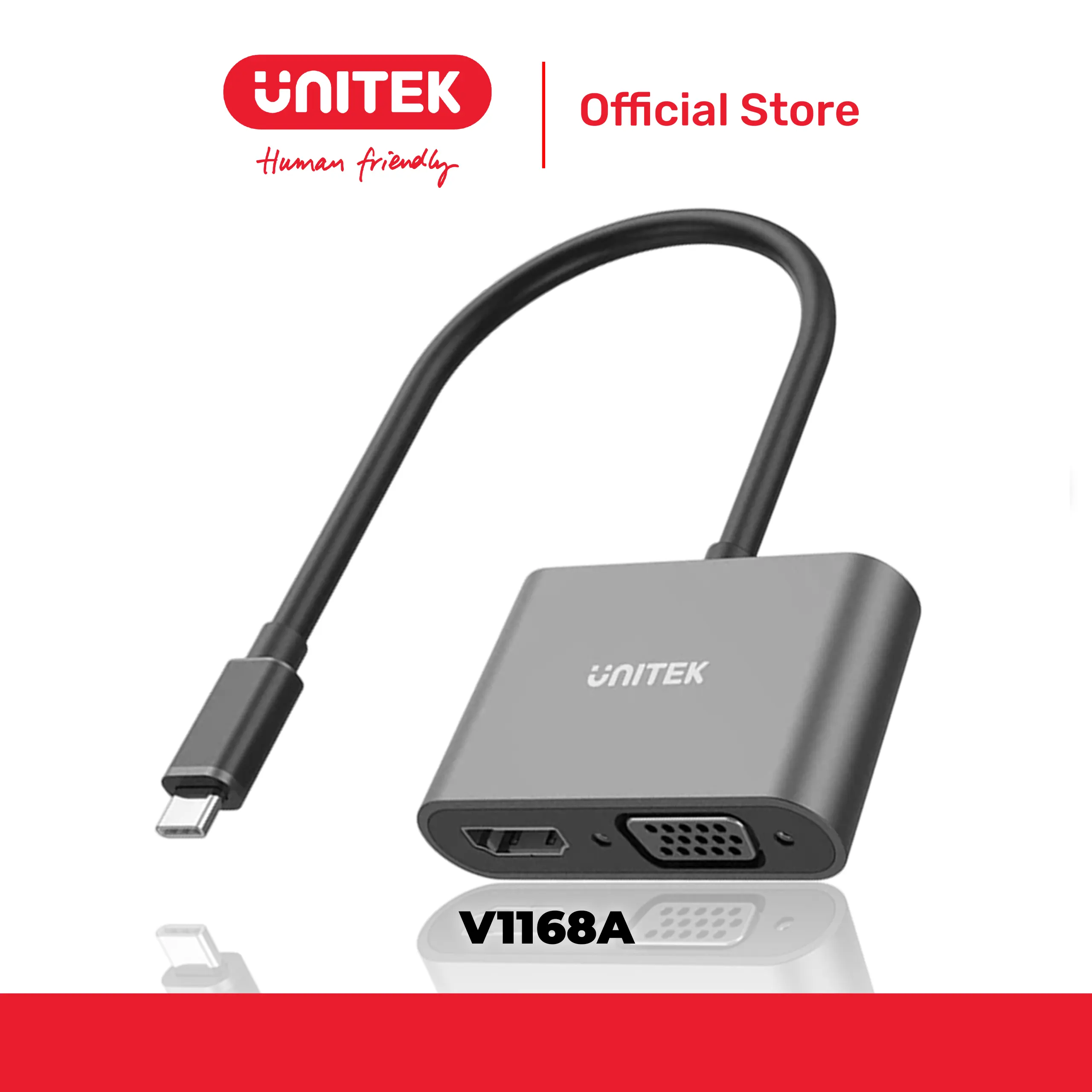Cáp chuyển đổi Type-C -> HDMI 4K@30Hz + VGA 1080p@60Hz UNITEK V1168A