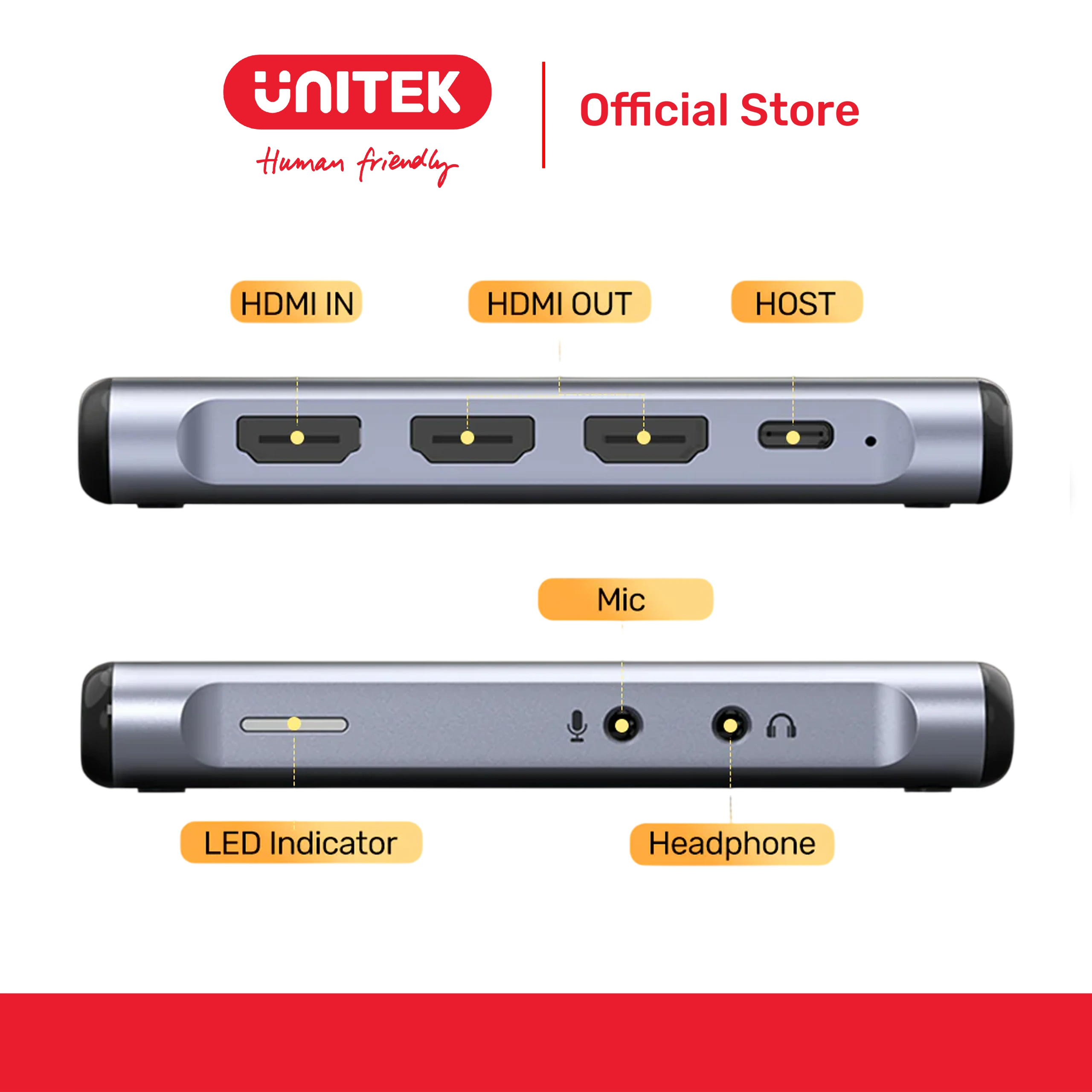 Hub chia 2 cổng HDMI hỗ trợ VideoCapture 4K@60Hz UNITEK V1177AGY01