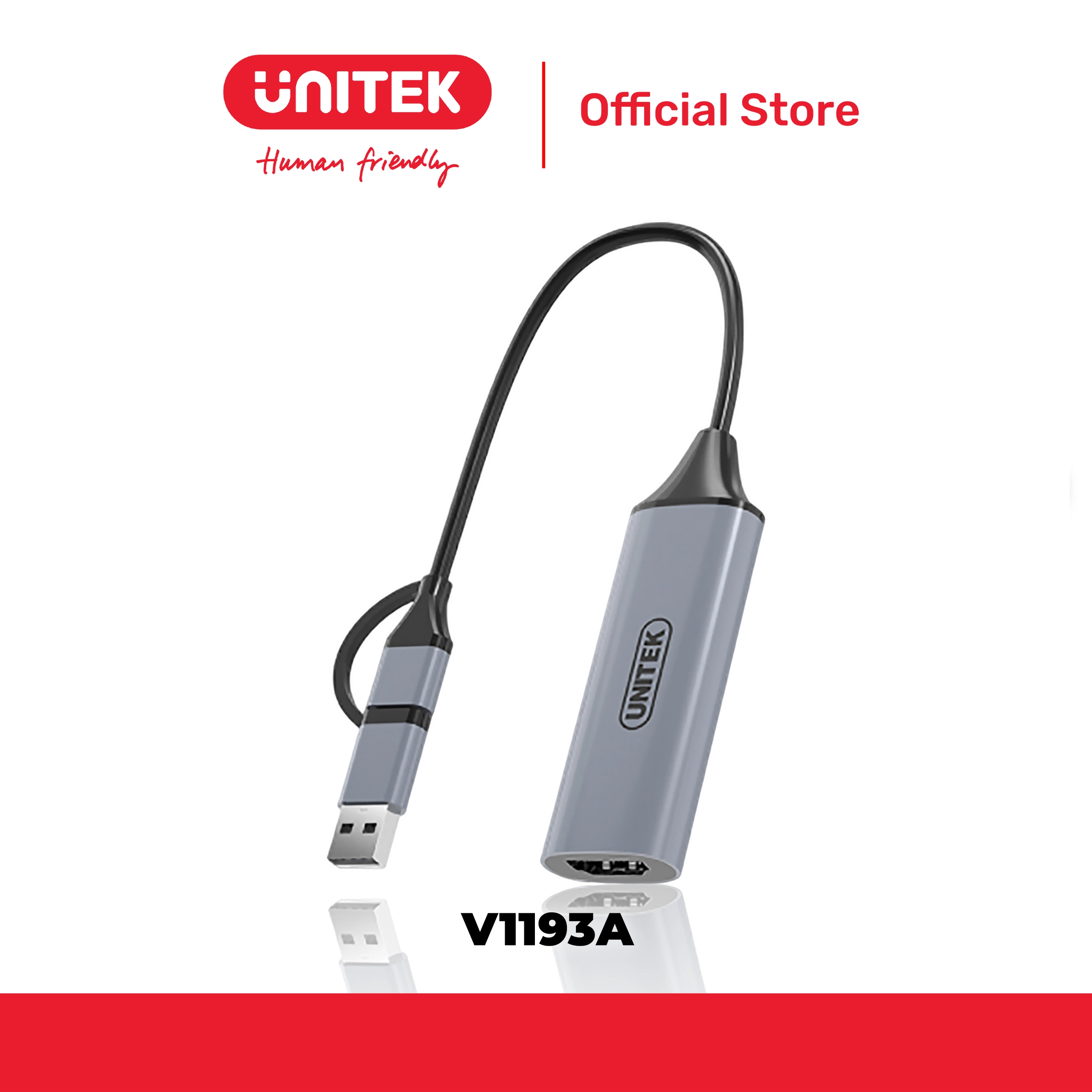 Cáp chuyển đổi USB-A/Type-C -> HDMI 4K@30Hz UNITEK V1193A