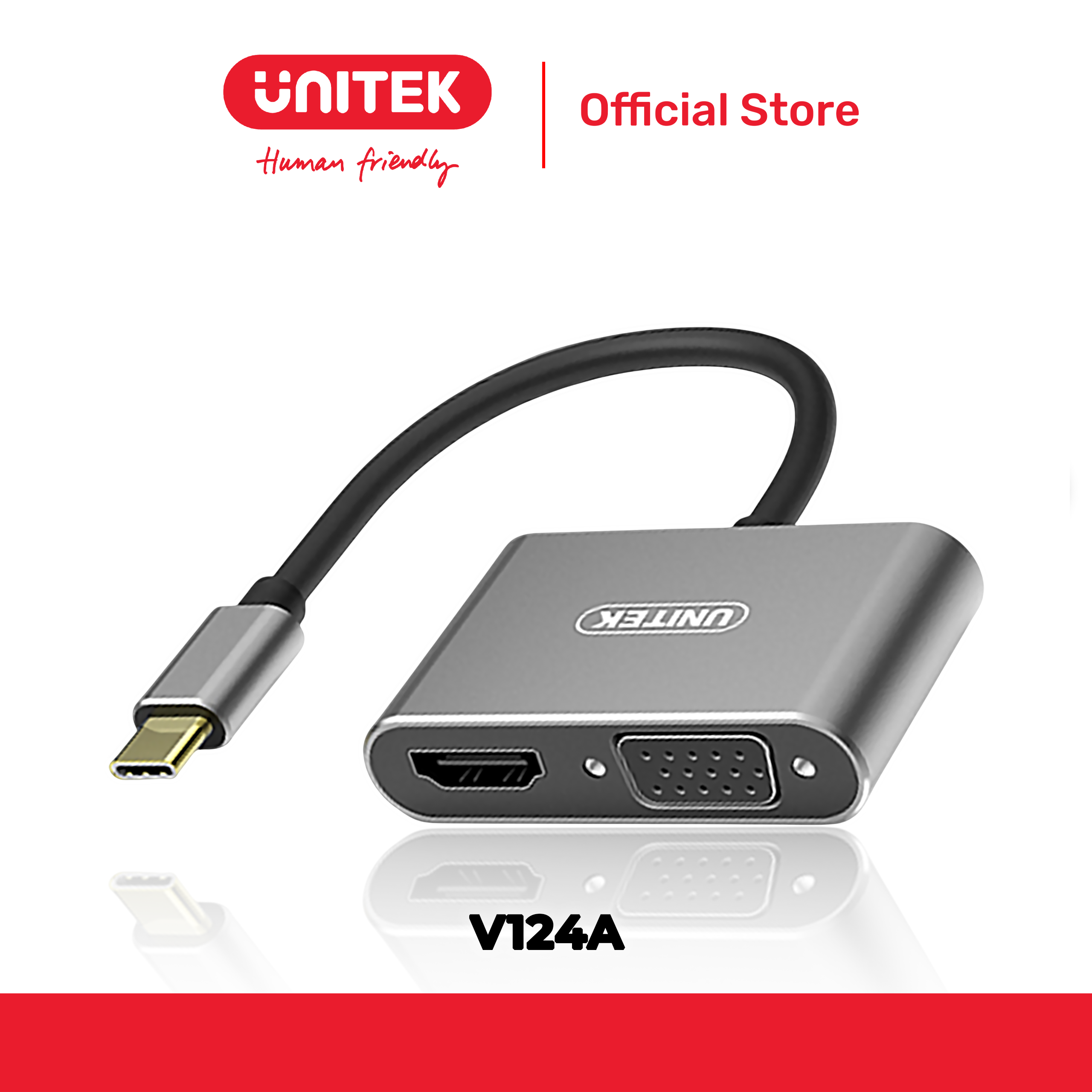 Bộ chuyển đổi 2 cổng Type-C -> HDMI 4Kx2K@30Hz + VGA 1080p@60Hz UNITEK V124A
