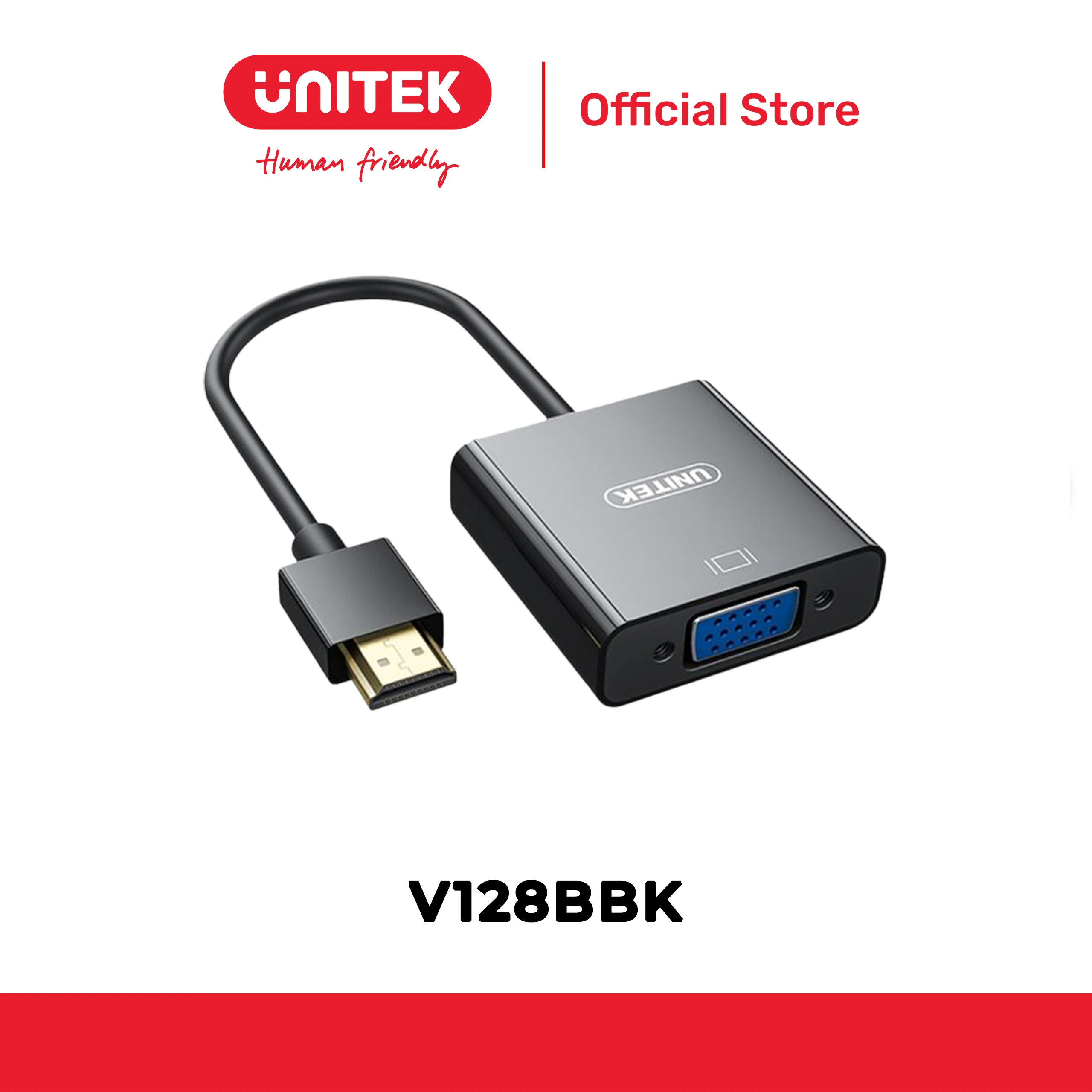 Bộ chuyển đổi HDMI -> VGA 1080p@60Hz + AUDIO UNITEK V128BBK