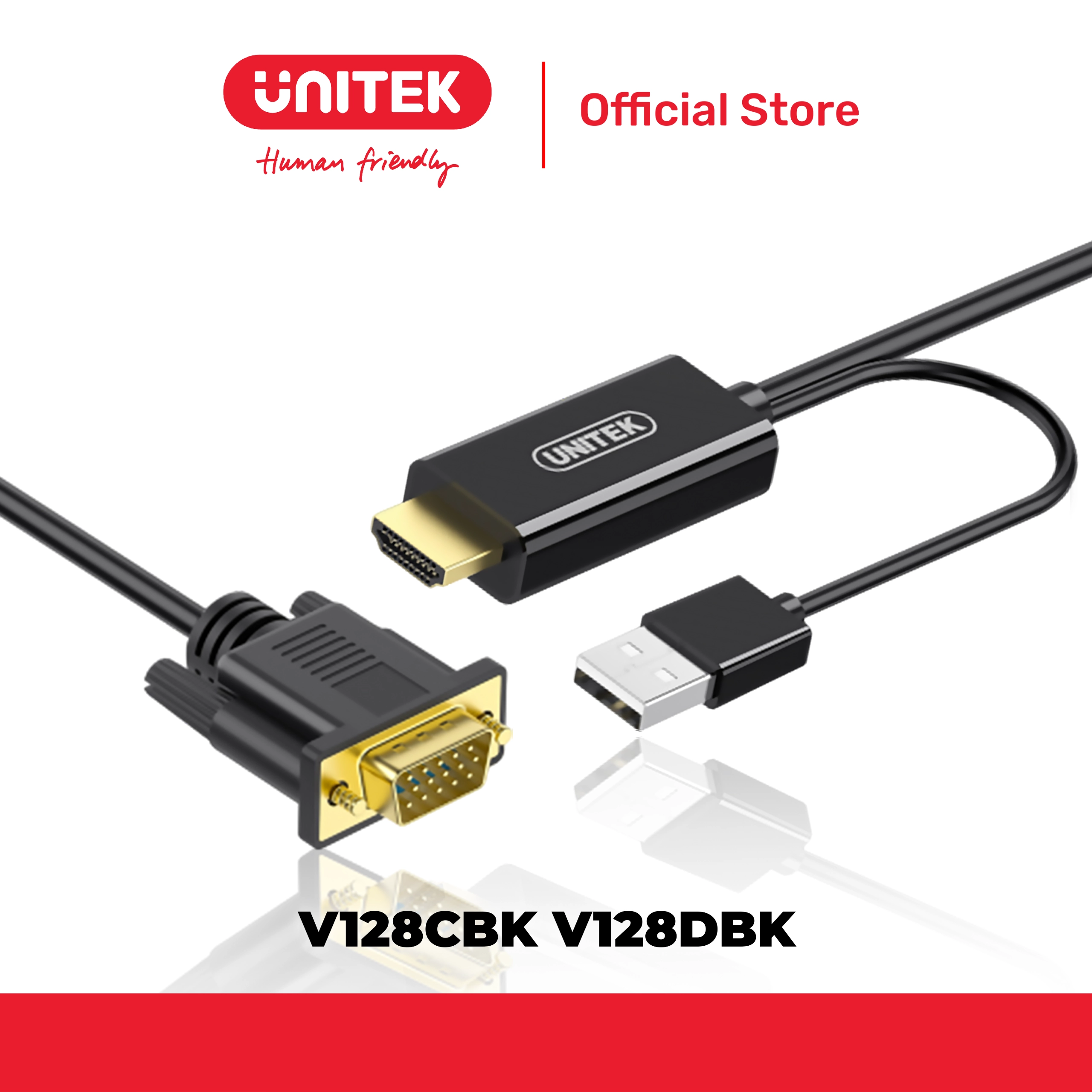 Cáp HDMI -> VGA 1080@60Hz UNITEK V128CBK | V128DBK