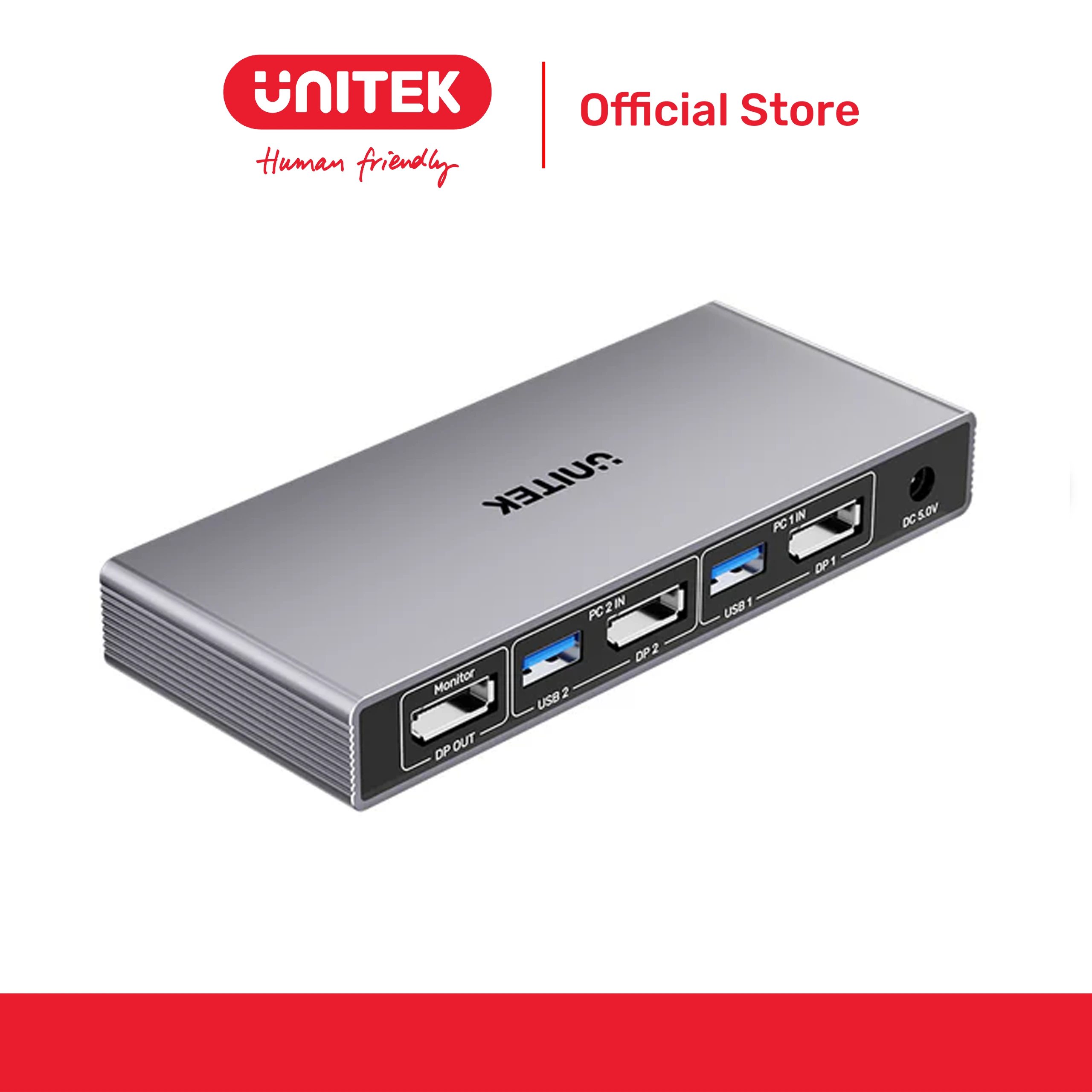 Bộ chuyển mạch 3 cổng KVM DP 5Gbps lên đến 8K@60Hz UNITEK V1310AGY01-EU