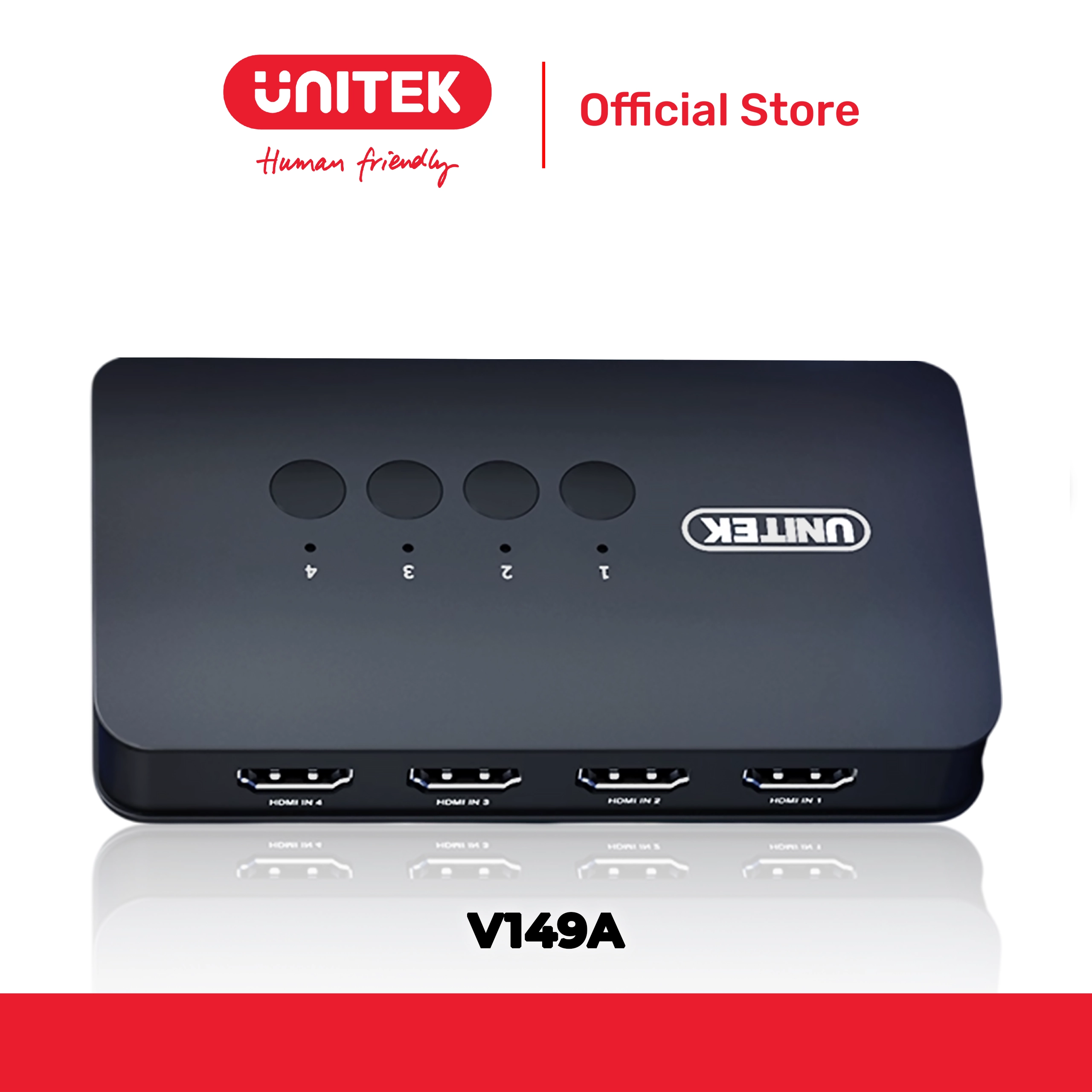 Bộ chuyển mạch 4 cổng KVM HDMI 2.0 lên đến 4K@30Hz UNITEK V149A