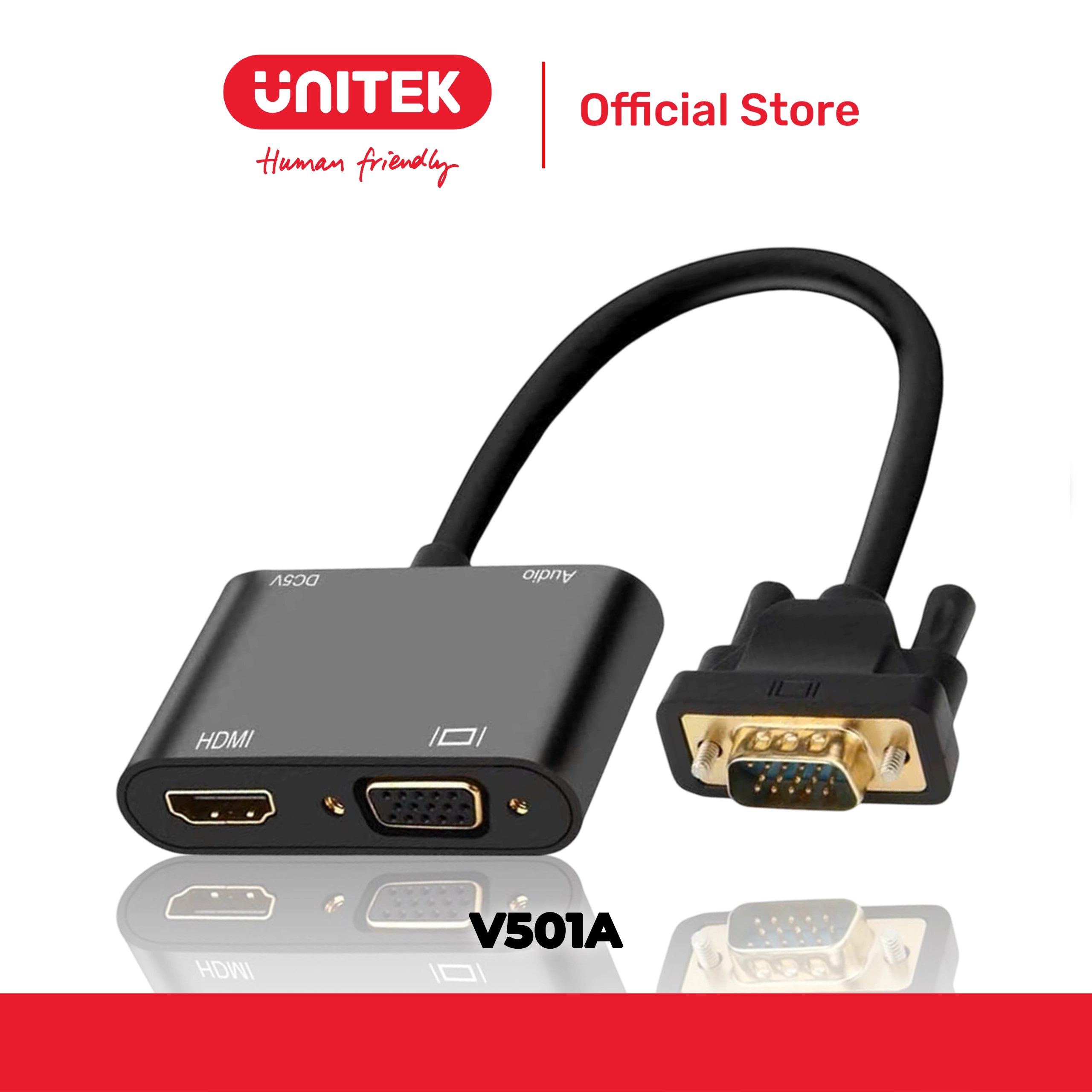 Cáp VGA -> HDMI + VGA 1080p@60Hz UNITEK V501A