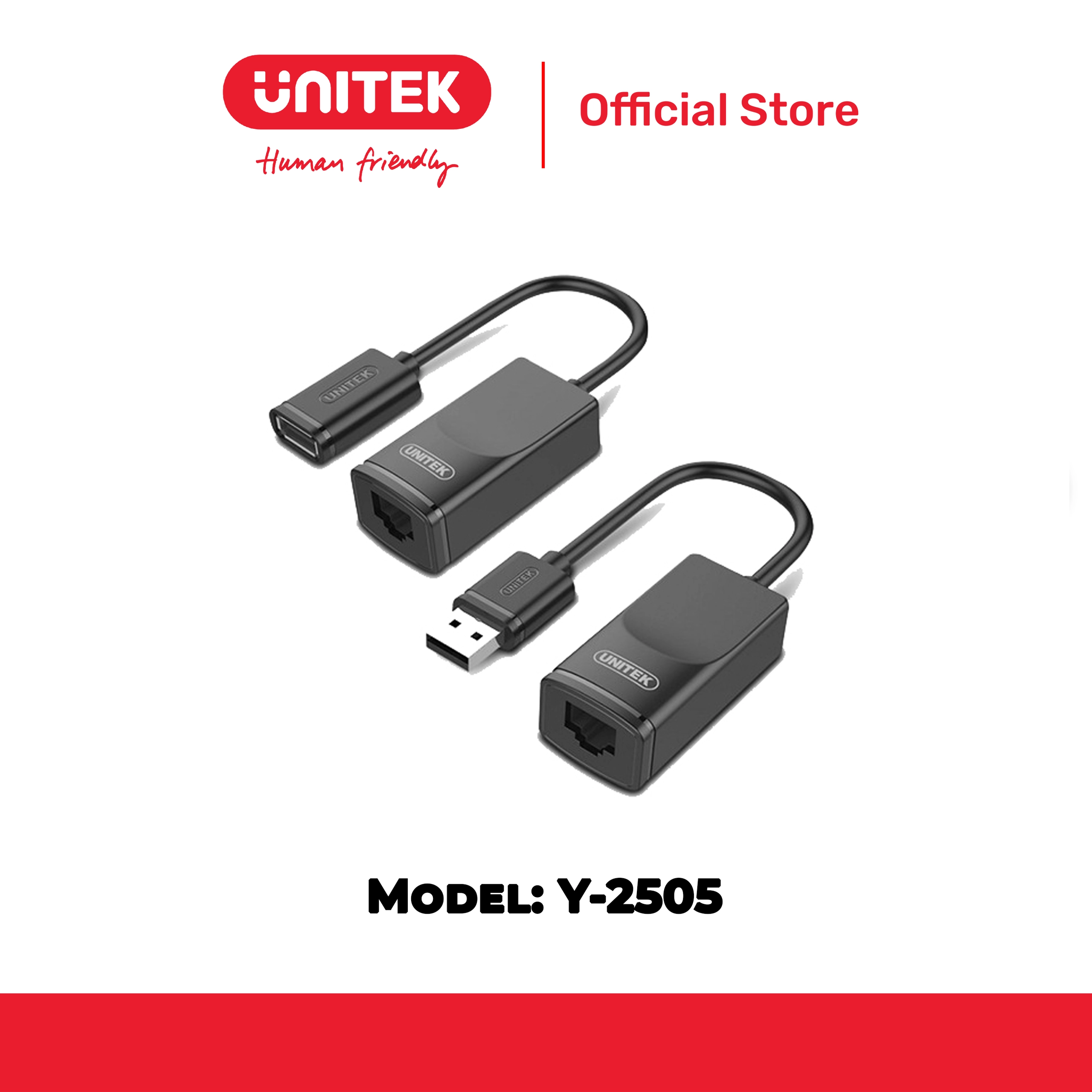 Bộ mở rộng USB khếch đại tín lên đến 60M qua LAN UNITEK Y-2505