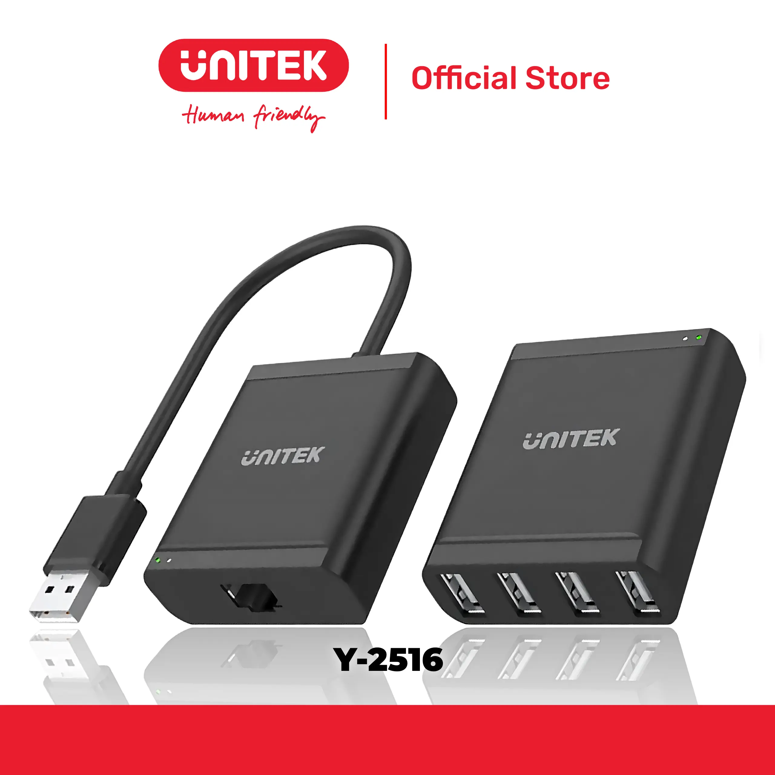 Hub chia 4 cổng USB2.0 nối dài qua LAN UNITEK Y-2516