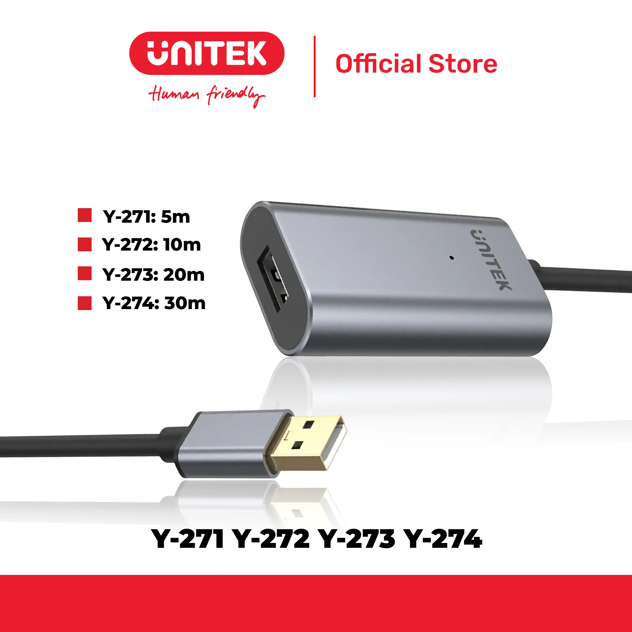 Cáp nối dài USB 2.0 dài đến 30M UNITEK Y-271