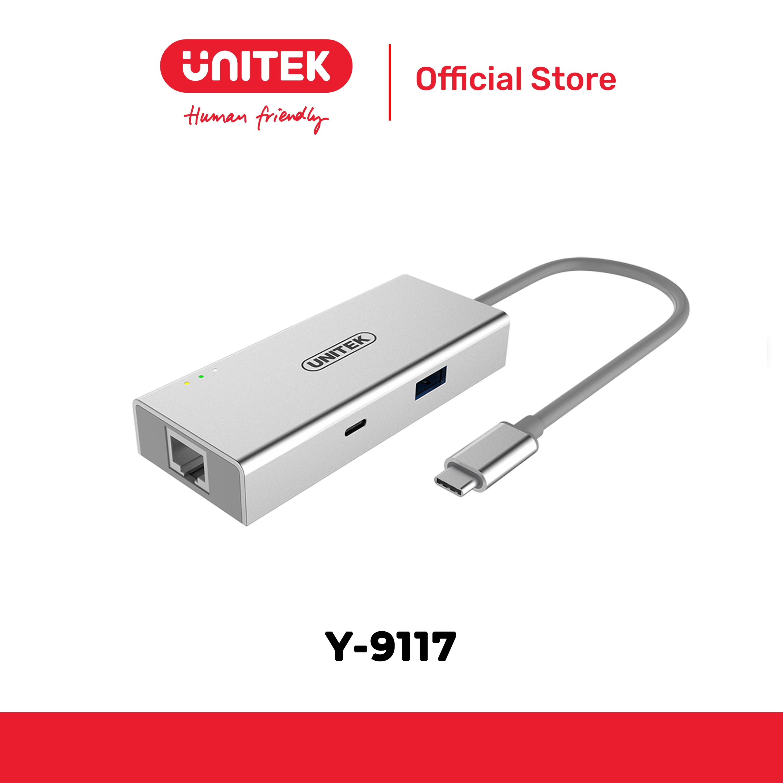 Hub chia 3 trong 1 Type-C -> USB 3.0 + HDMI + LAN UNITEK Y-9117